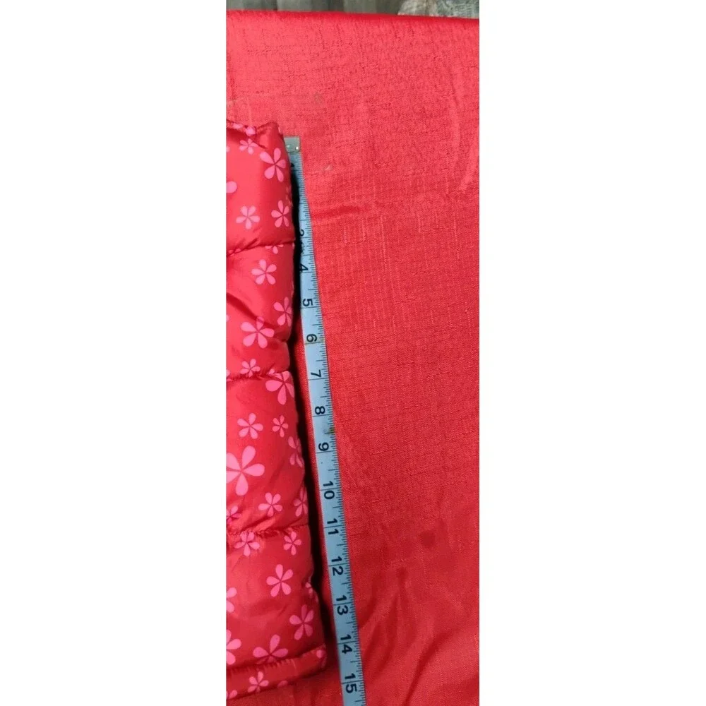 Old Navy Girls Puffy Vest Flowers Size X Large Red